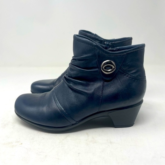 Earth Origins Leather Booties – Blue, Side Zip, Heeled, Size 5.5 - Picture 1 of 8